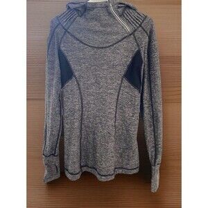 Lululemon Hooded Athletic Running Jacket Womens Gray Black Zip Pocket Size Small